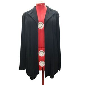 Chicos Travelers Black Open Front Cardigan, Size 2 Large, Wrinkle Resistant